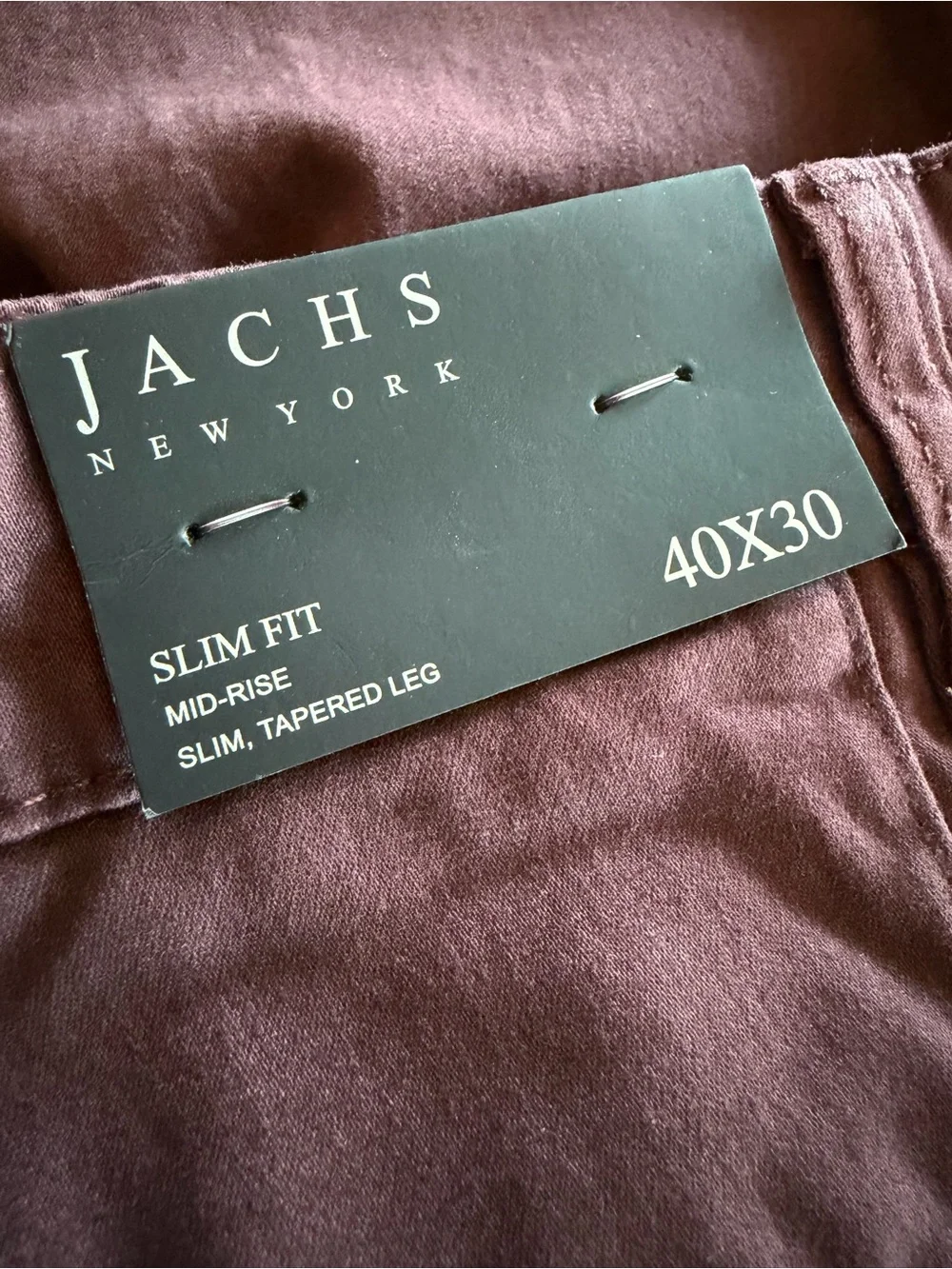 NWT Jachs New York 40x30 Burgundy Flat Front Chino Pants Heritage Office Casual
